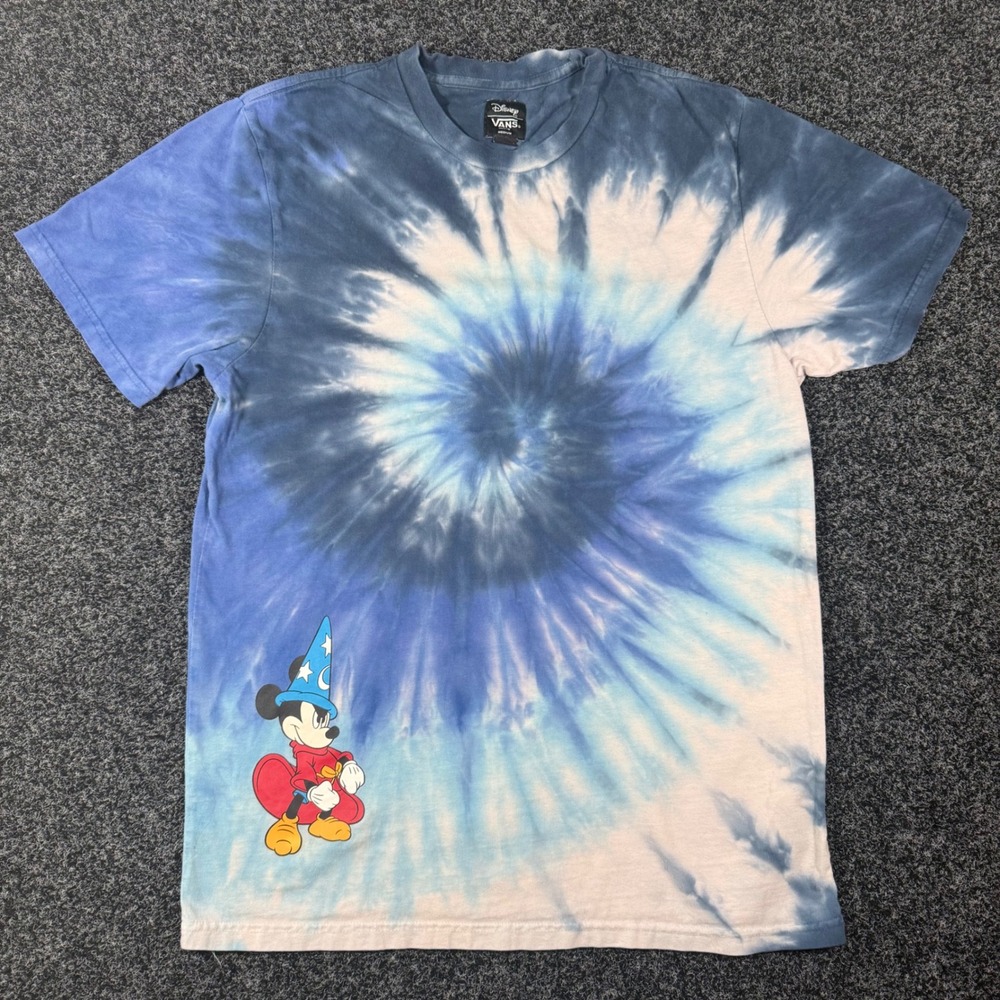 Disney Vans Sorcerer Mickey Mouse Fantasia Tie Dye T-Shirt Blue Mens Medium